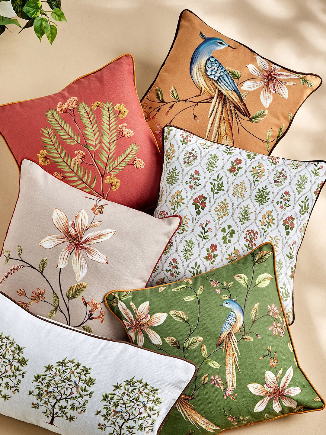 

Home Centre Medley Dastkari Green & White Ethnic Motifs Square Cushion Cover