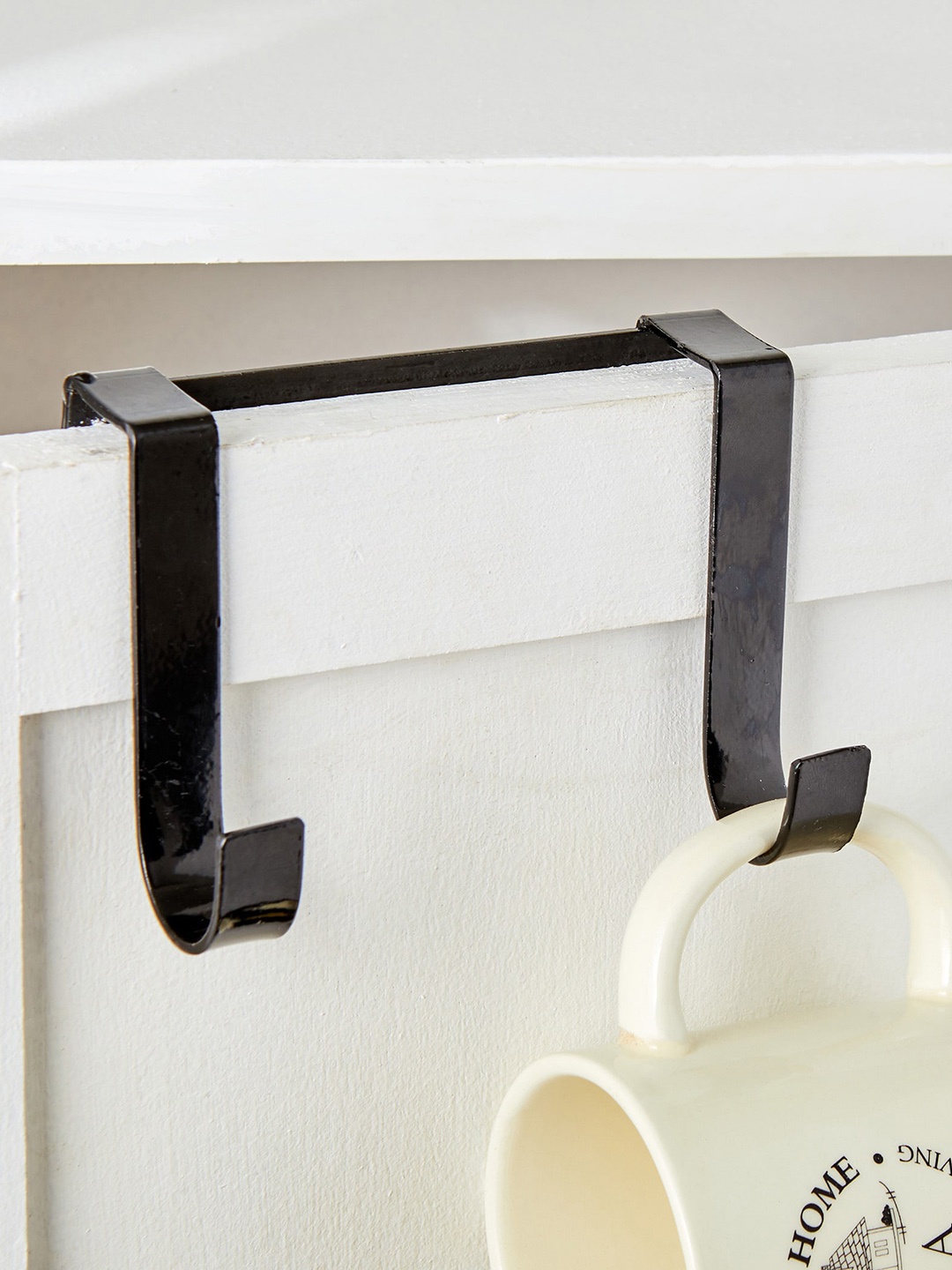

Home Centre Black Metal Over Door 2-Peg Hooks