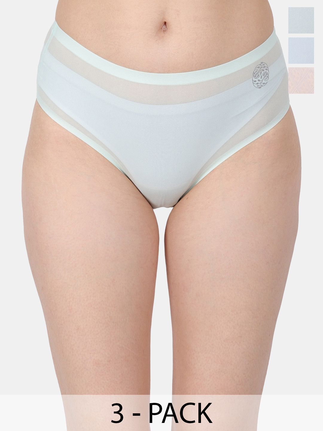 

Amour Secret Pack Of 3 Mid-Rise Hipster Briefs P5002N_Grn_Dskn_Blu, Sea green
