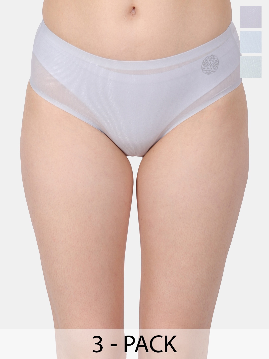 

Amour Secret Pack Of 3 Mid-Rise Hipster Briefs P5002N_Gry_Grn_Blu, Grey
