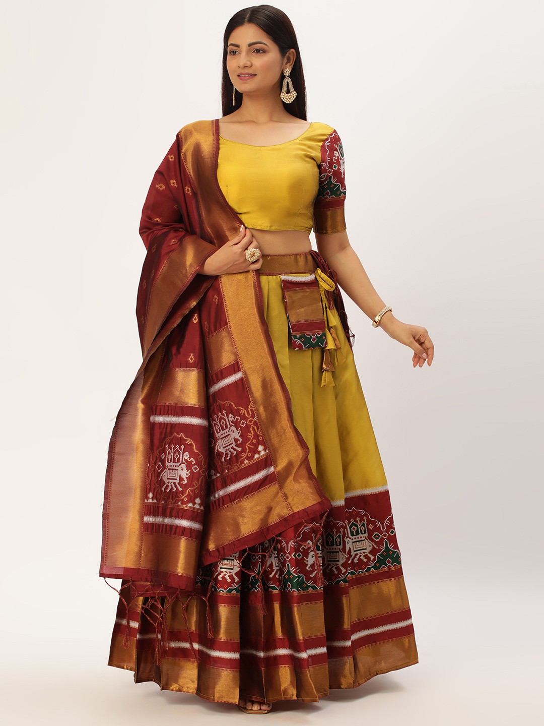 

Fabcartz Unstitched Lehenga & Blouse With Dupatta, Yellow