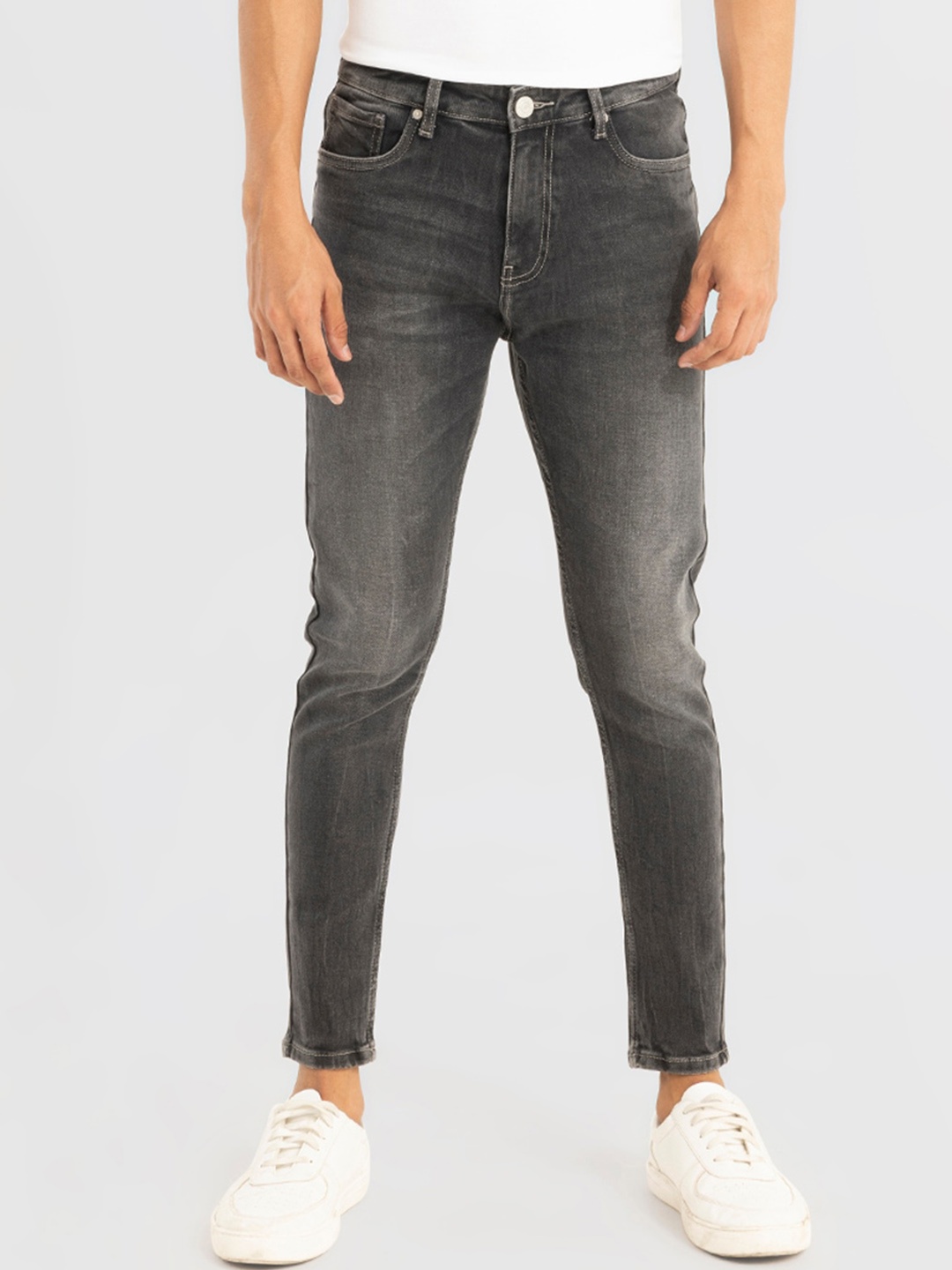

Snitch Men Charcoal Skinny Fit Heavy Fade Stretchable Jeans