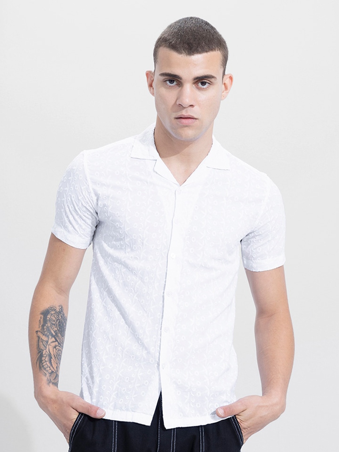 

Snitch Classic Slim Fit Opaque Casual Shirt, White
