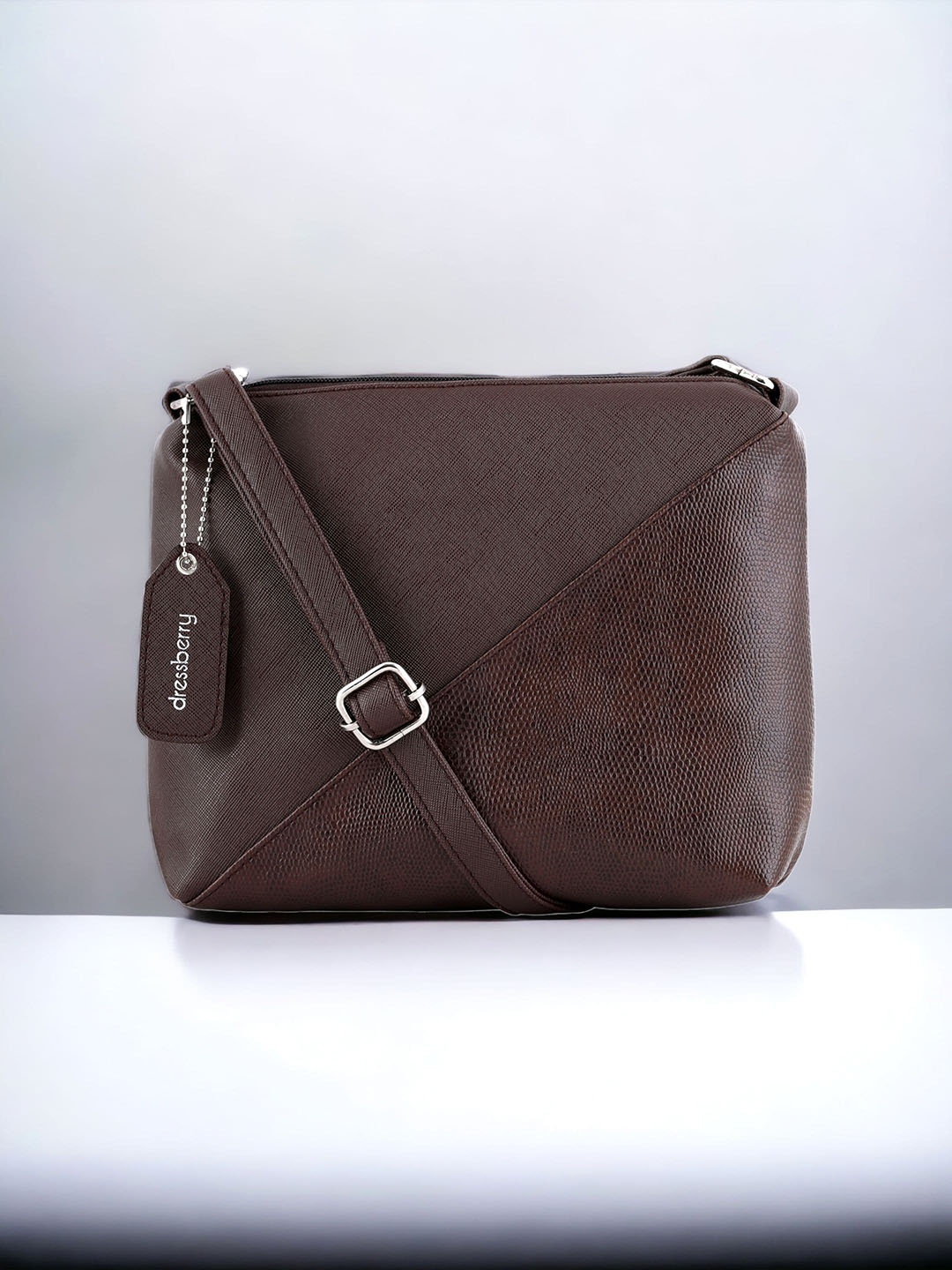 DressBerry Brown Textured Swagger Sling Bag