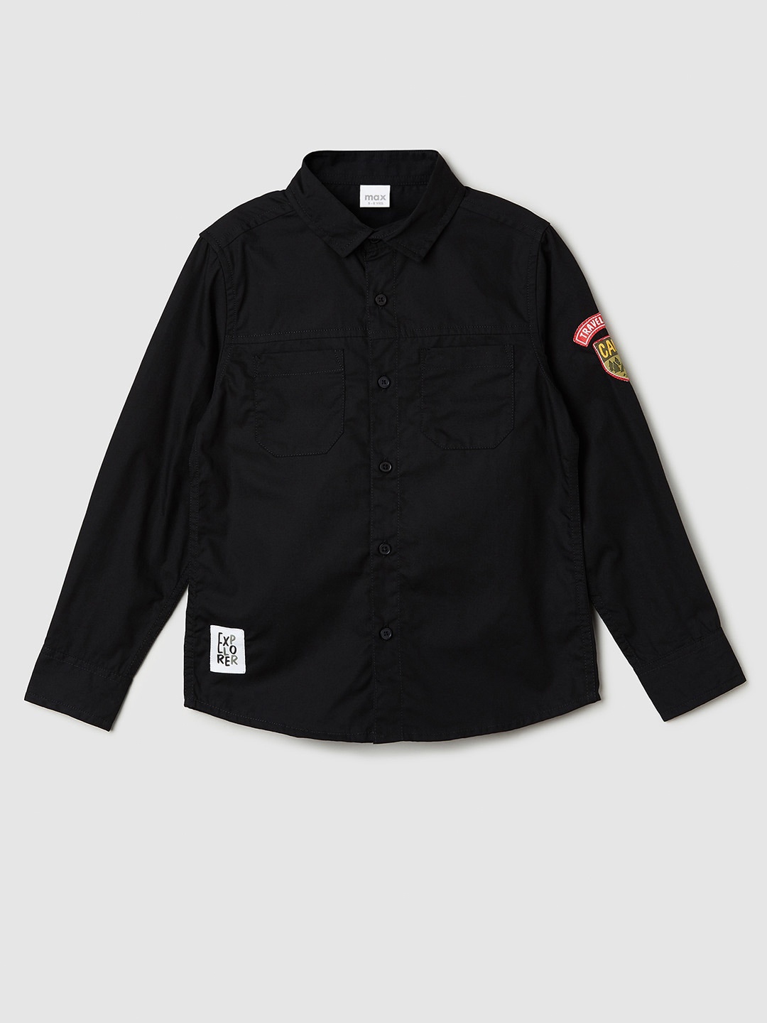 

max Boys Opaque Cotton Casual Shirt, Black