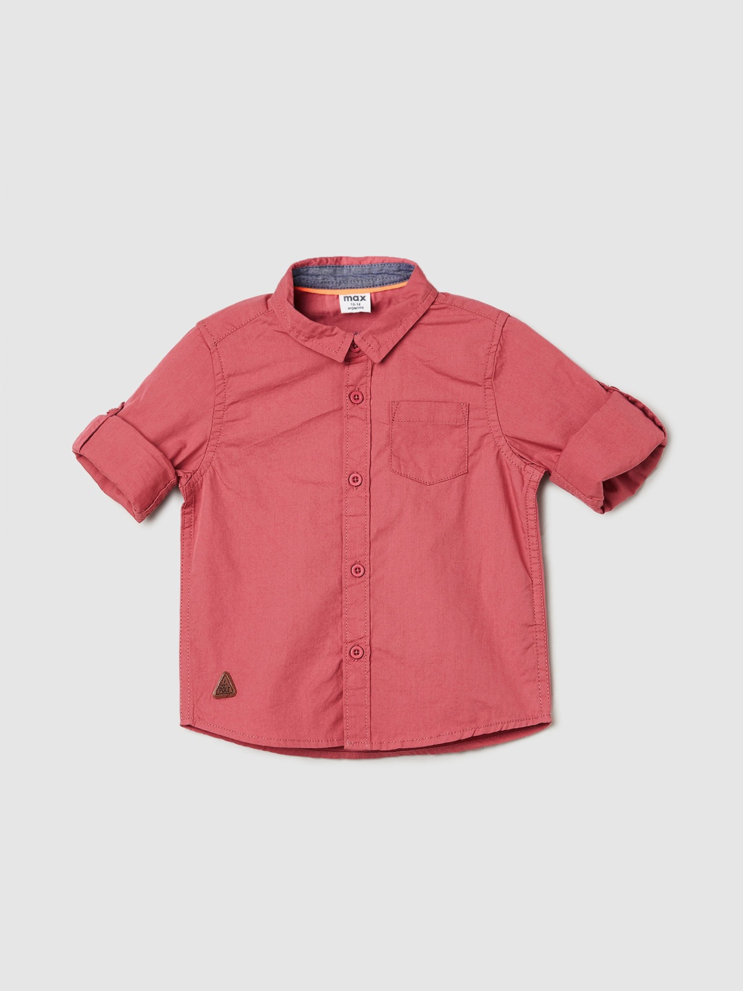 

max Boys Spread Collar Full Sleeves Pure Cotton Casual Shirt, Orange