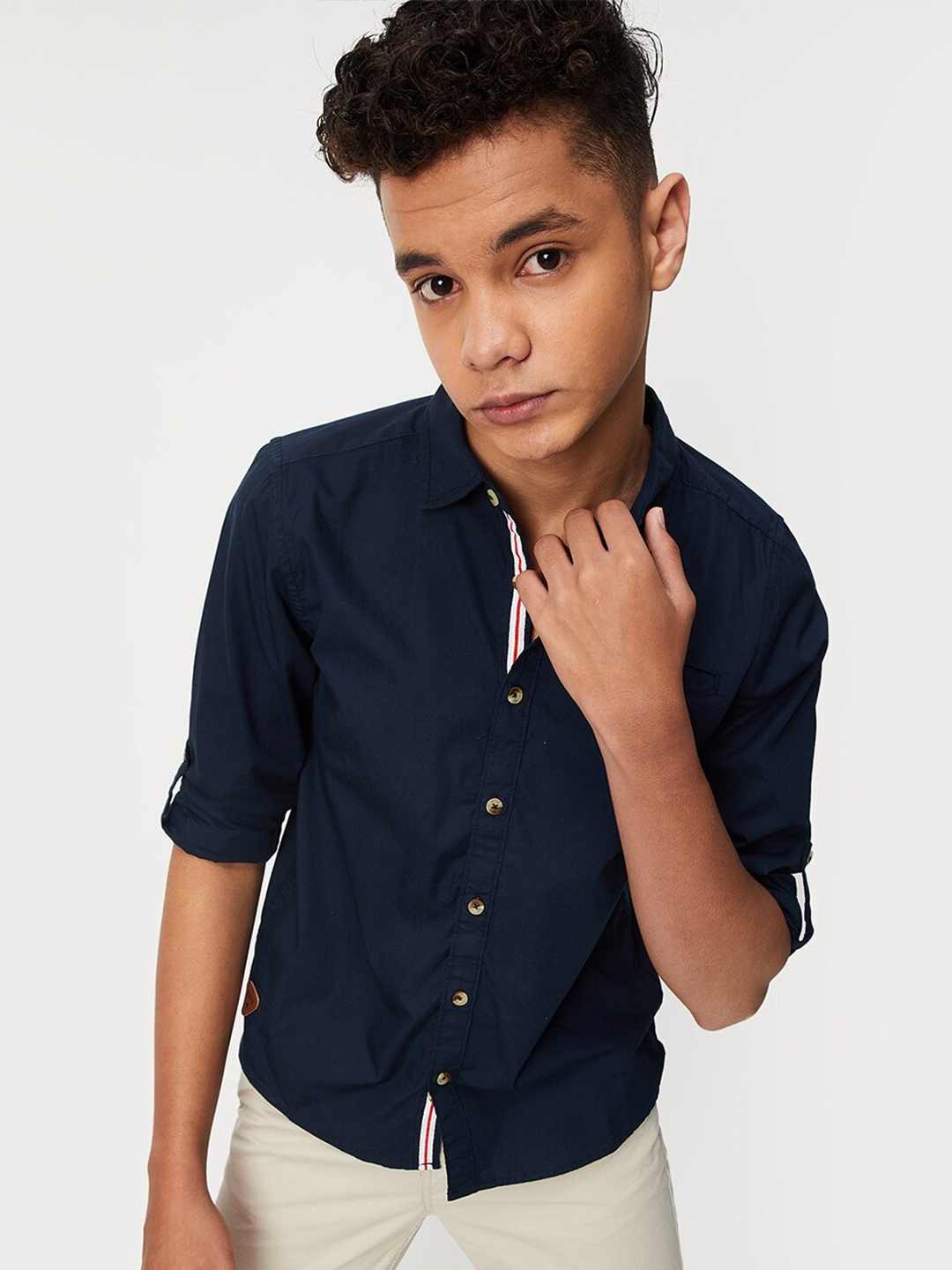 

max Boys Opaque Cotton Casual Shirt, Blue