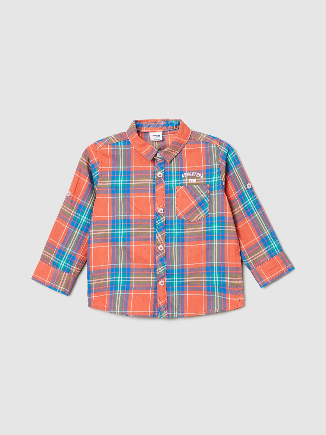 

max Boys Tartan Checked Casual Shirt, Orange