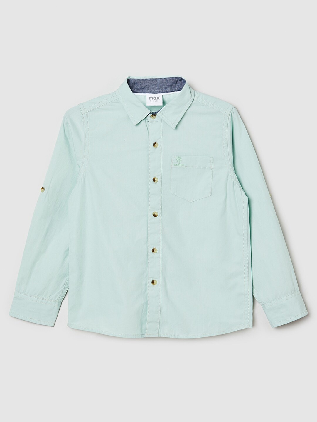 

max Boys Opaque Printed Cotton Casual Shirt, Green