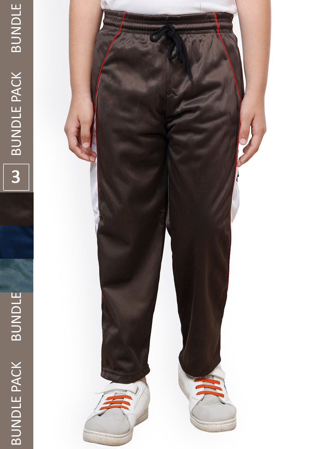 

IndiWeaves Boys Pack Of 3 Side Panel Track Pants, Brown