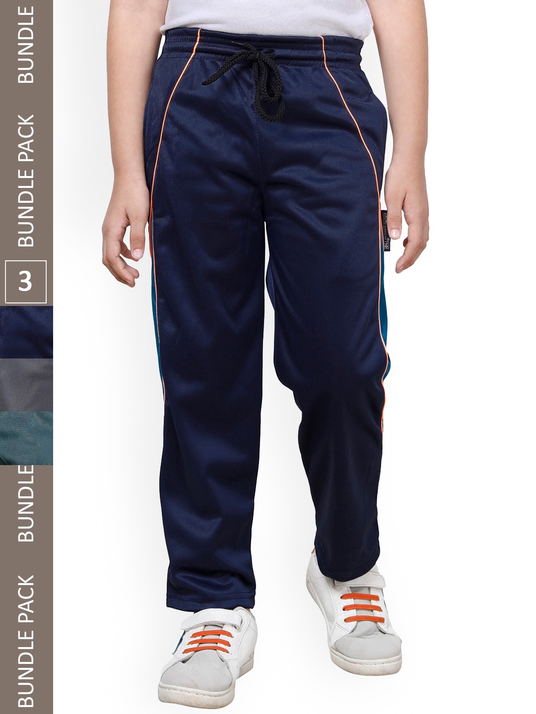 

IndiWeaves Boys Paneled Mid-Rise Regular Fit Lower Track pants (Pack Of 3), Navy blue