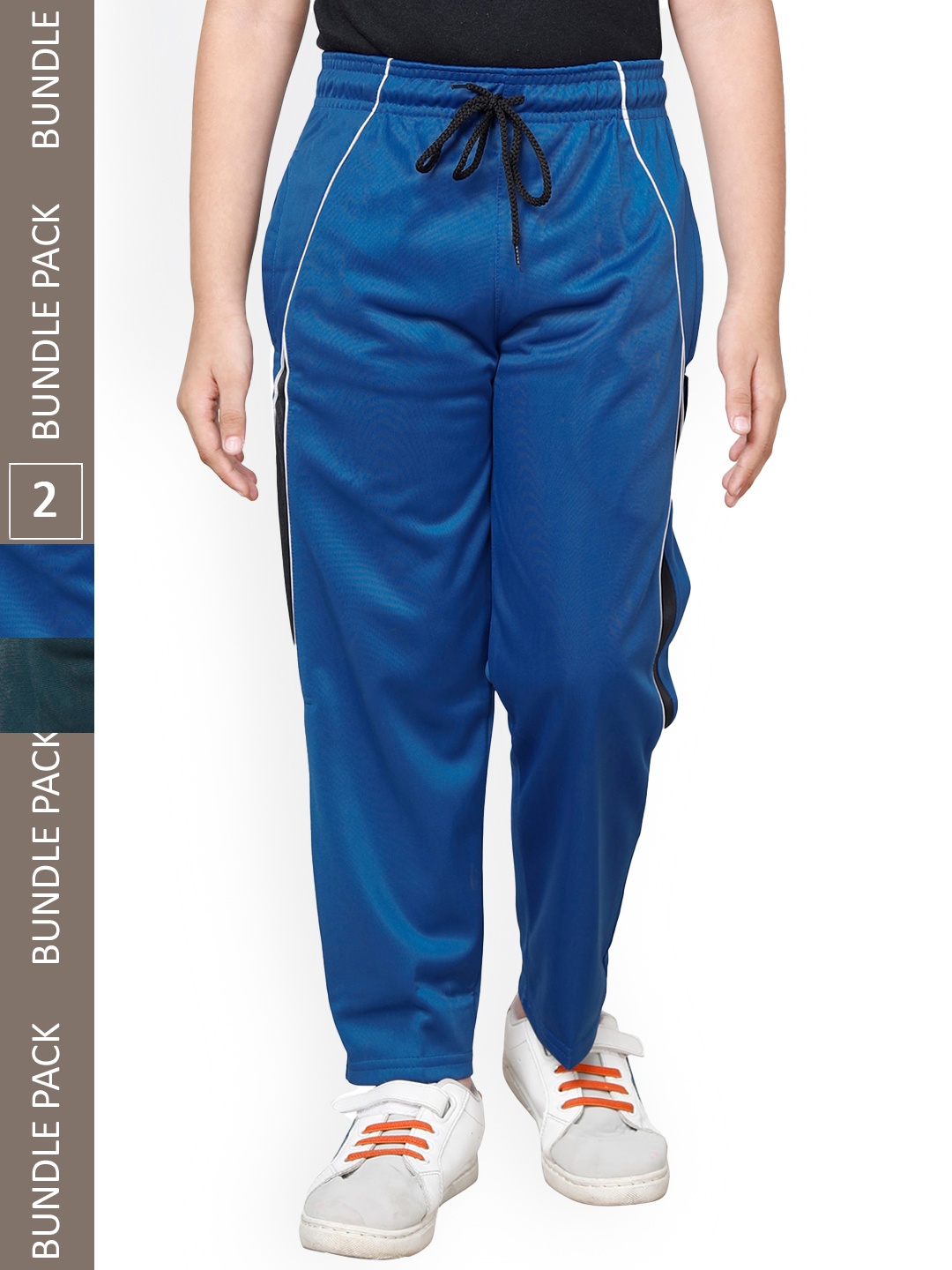 

IndiWeaves Boys Pack Of 2 Mid Rise Track Pants, Blue