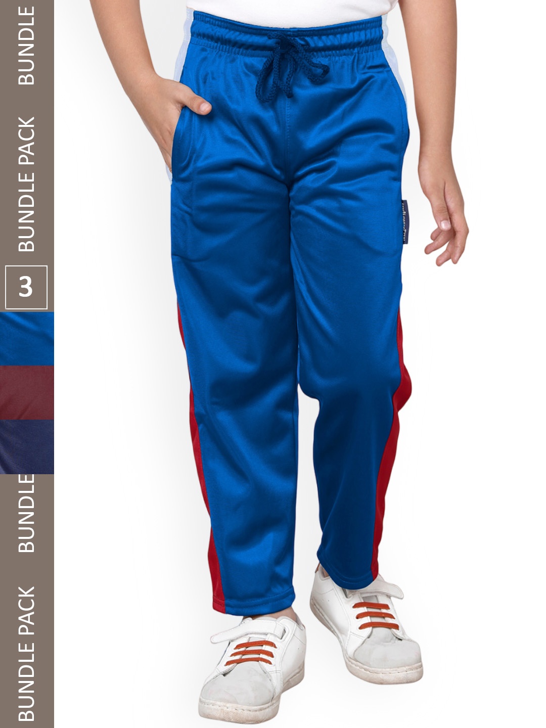 

IndiWeaves Boys Pack Of 3 Mid-Rise Track Pants, Blue