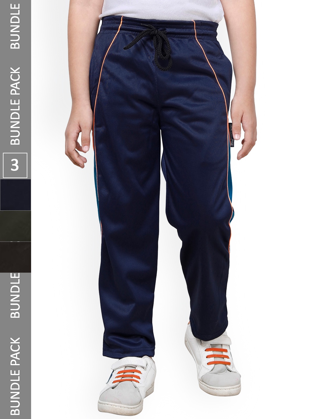 

IndiWeaves Boys Pack Of 3 Side Panel Detail Track Pants, Navy blue