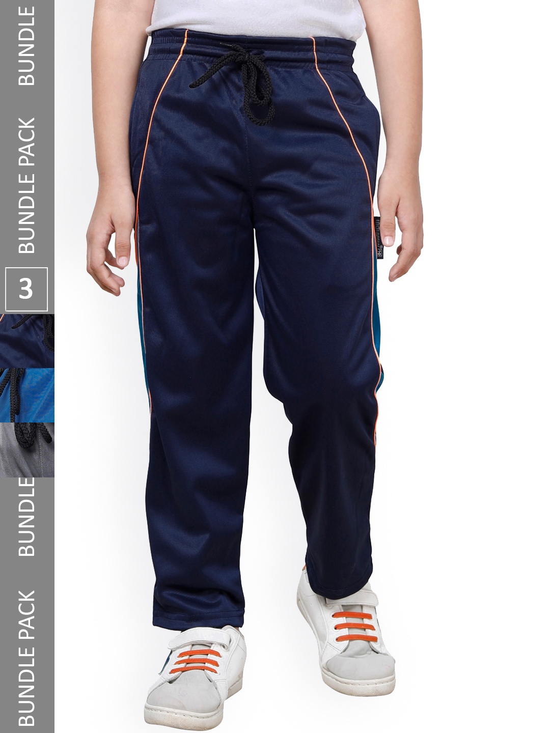 

IndiWeaves Boys Pack Of 3 Mid-Rise Track Pants, Grey