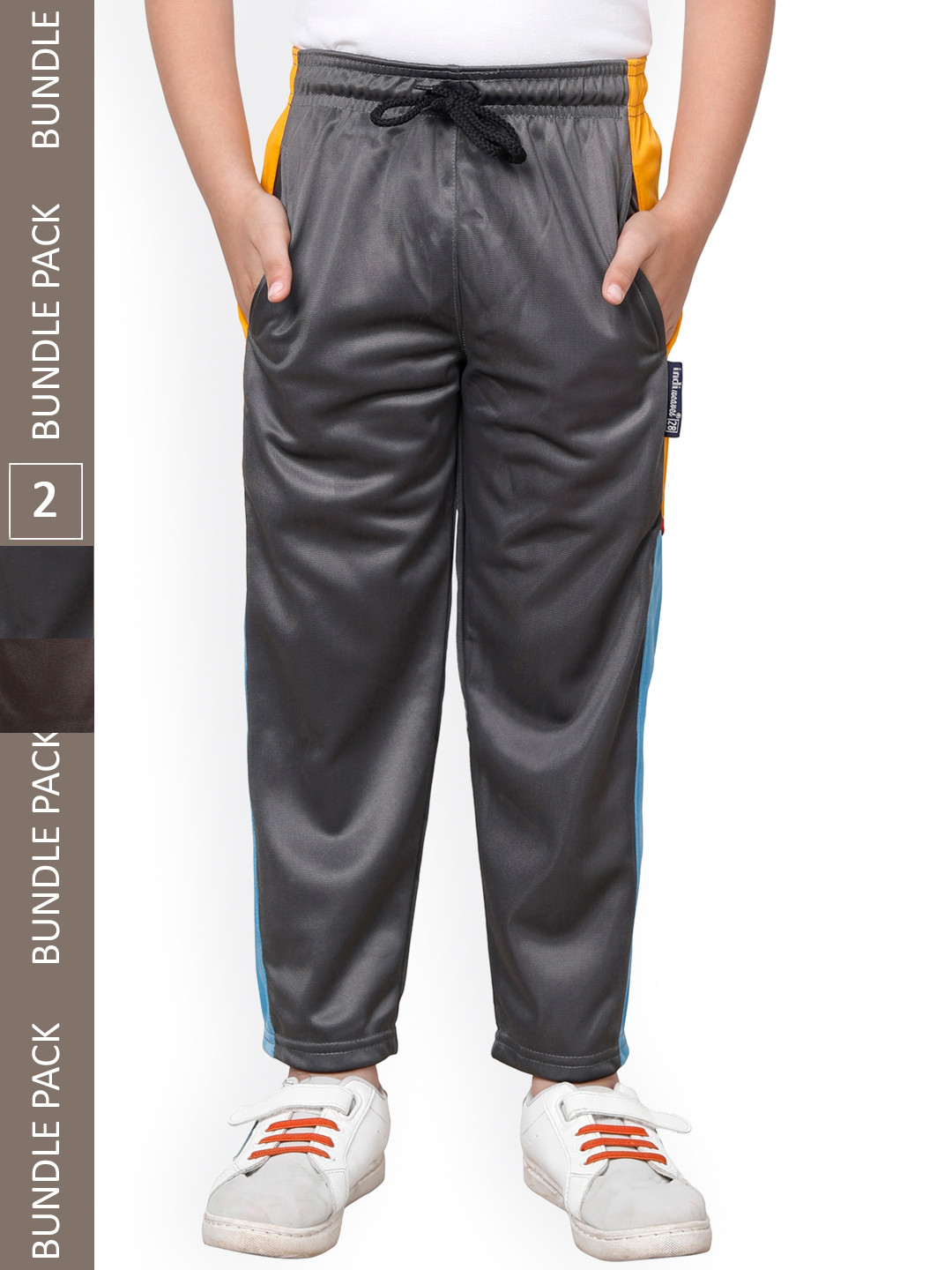

IndiWeaves Boys Pack Of 2 Mid-Rise Track Pants, Grey