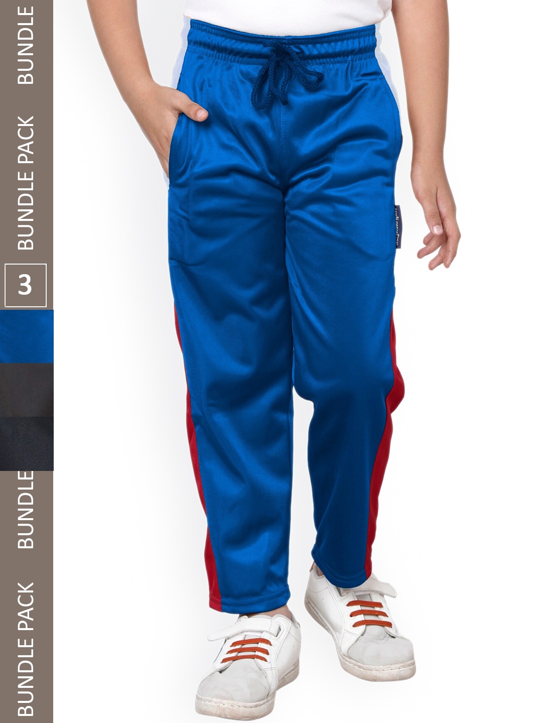 

IndiWeaves Boys Pack Of 3 Mid-Rise Track Pants, Blue