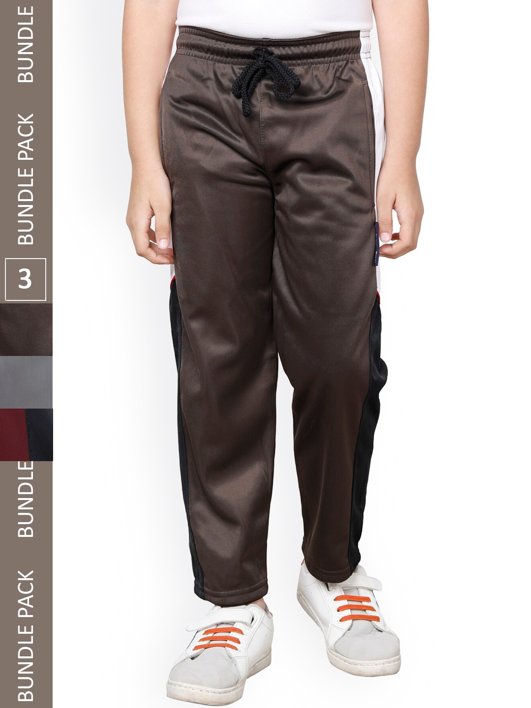 

IndiWeaves Boys Pack Of 3 Side Panel Detail Track Pants, Brown