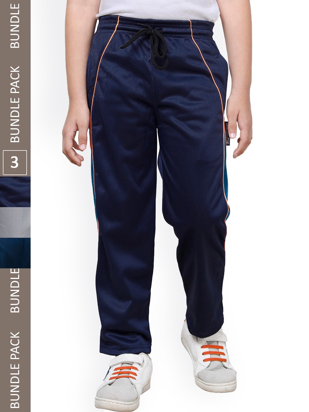 

IndiWeaves Boys Pack Of 3 Mid-Rise Track Pants, Grey