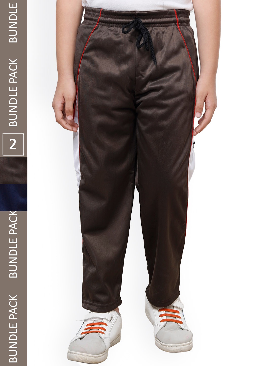 

IndiWeaves Boys Pack Of 2 Side Panel Detail Track Pants, Brown