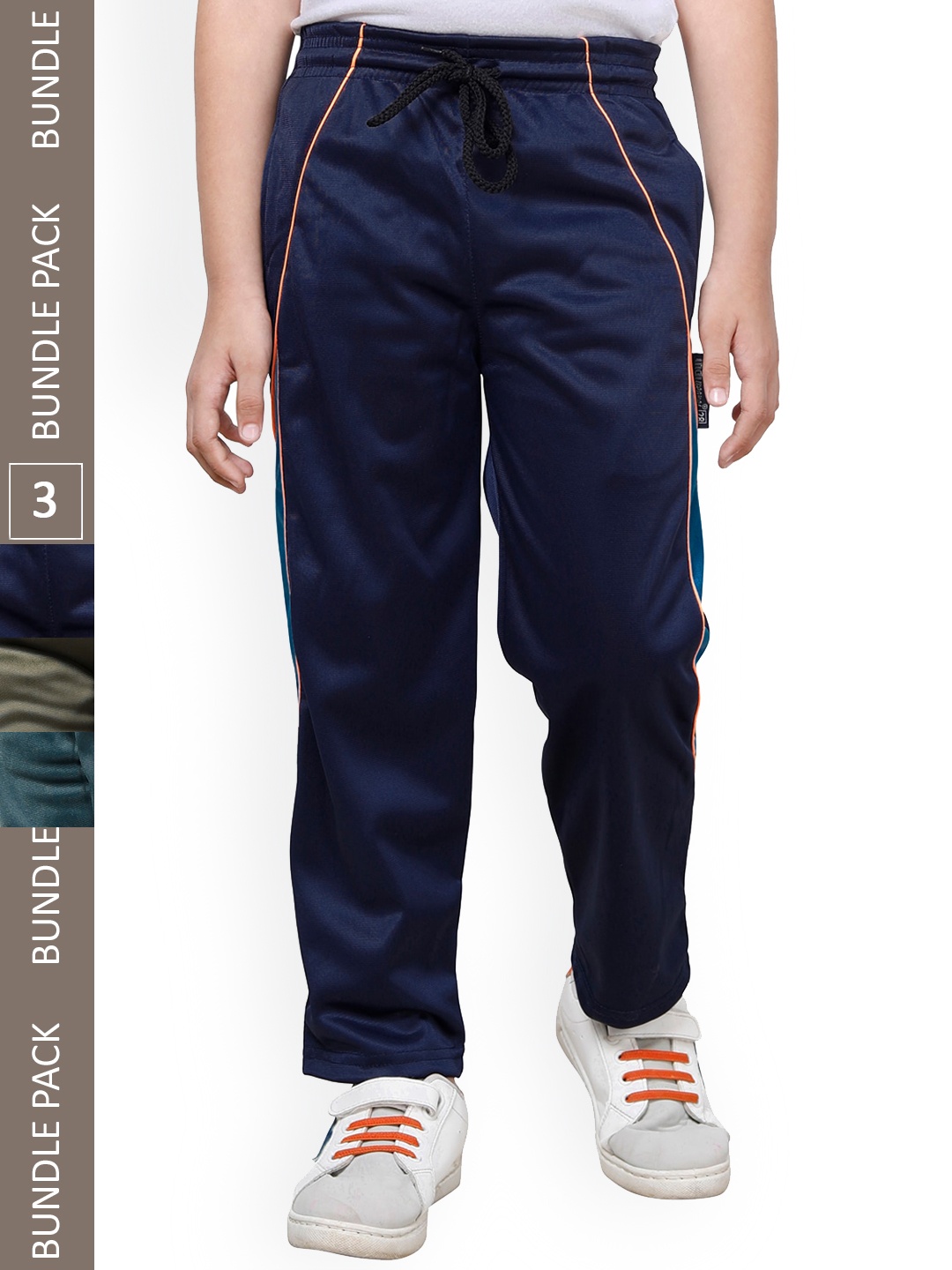 

IndiWeaves Boys Pack Of 3 Side Panel Detail Track Pants, Navy blue