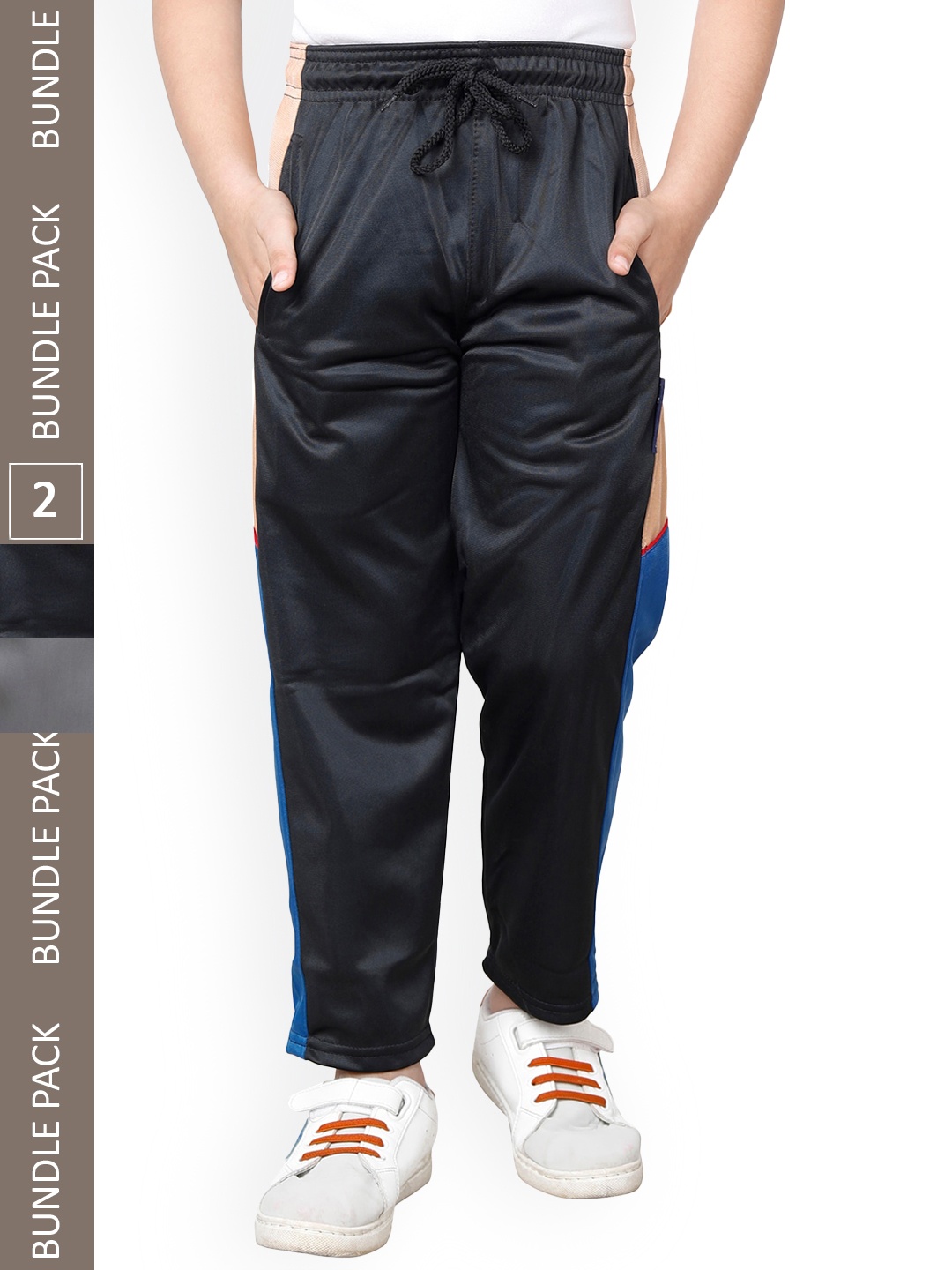 

IndiWeaves Boys Pack Of 2 Mid-Rise Track Pants, Grey