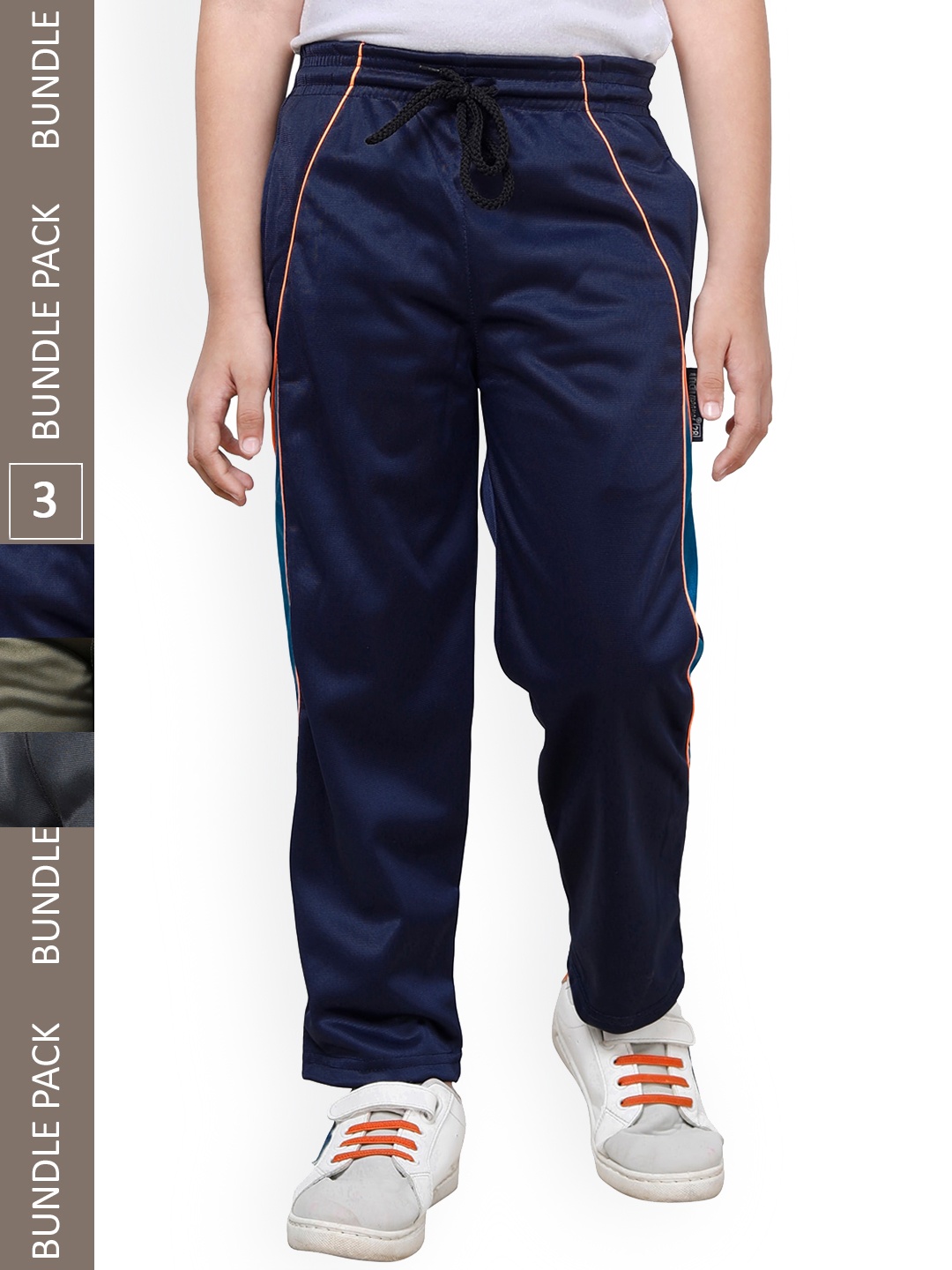 

IndiWeaves Boys Pack Of 3 Mid-Rise Track Pants, Navy blue