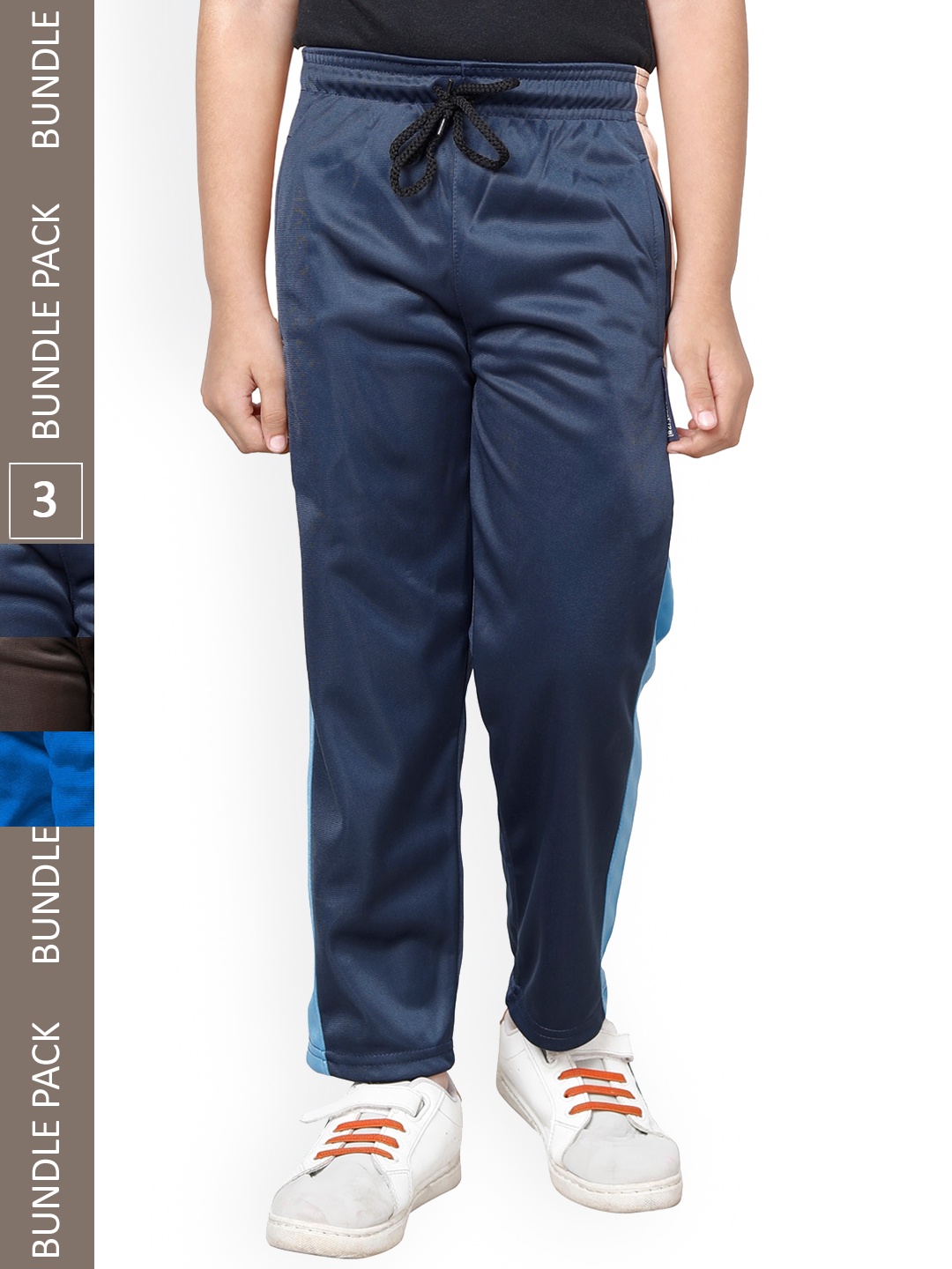 

IndiWeaves Boys Pack Of 3 Mid-Rise Regular Fit Track Pants, Blue