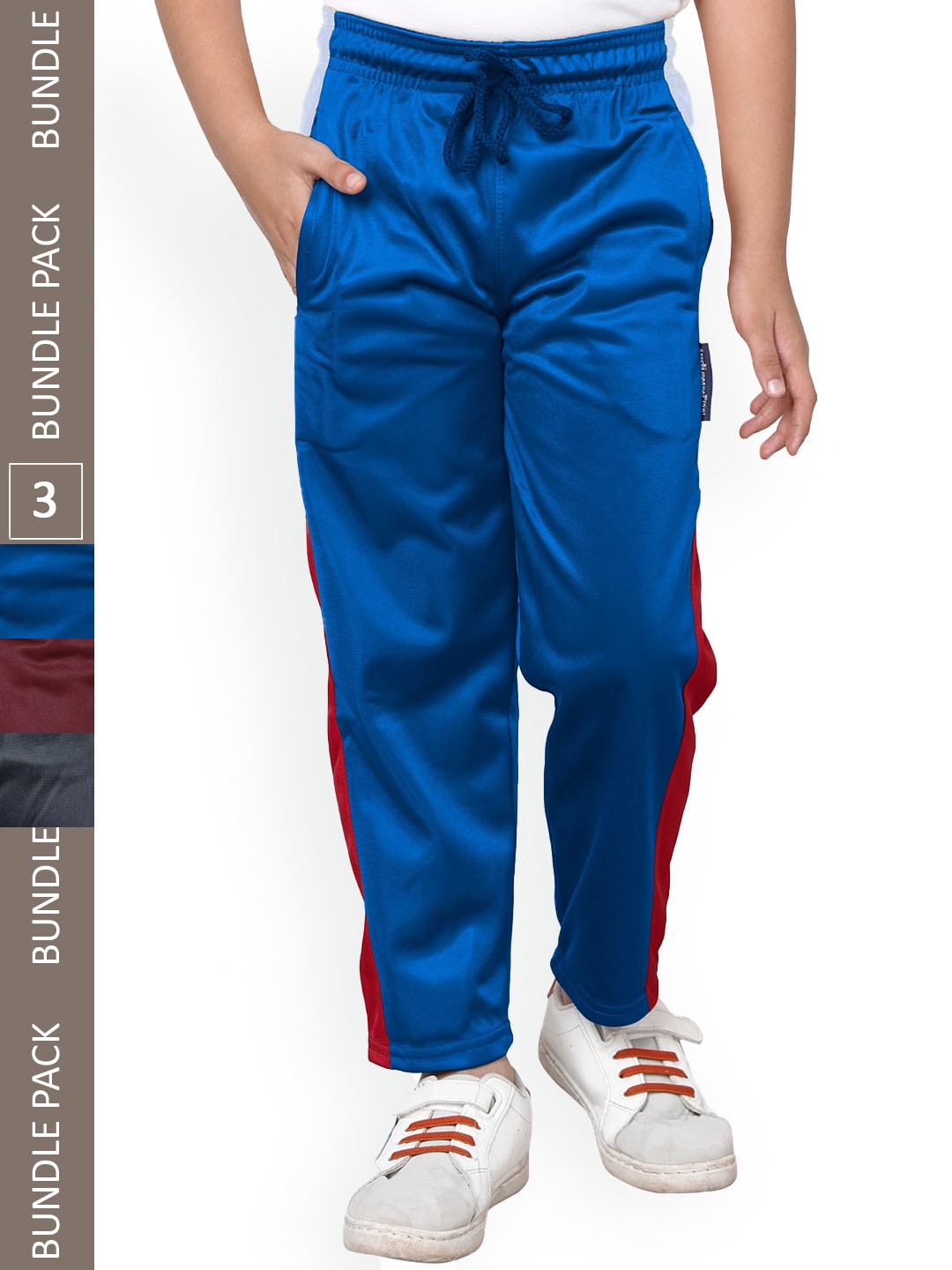 

IndiWeaves Boys Pack Of 3 Side Panel Detail Track Pants, Blue