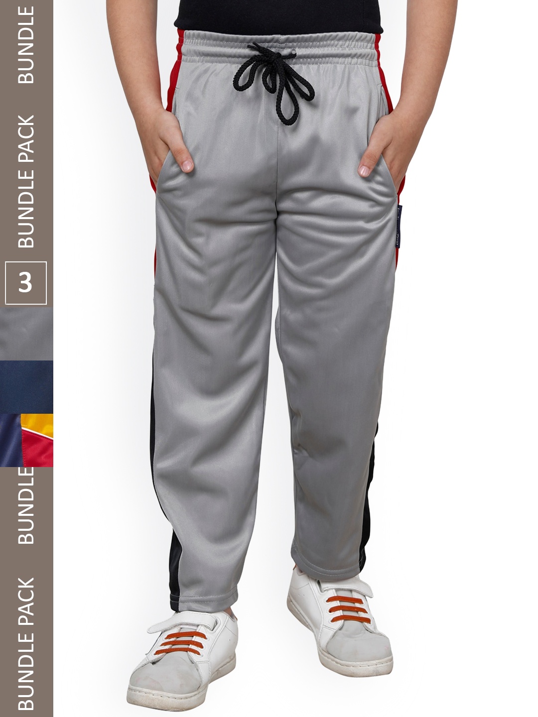 

IndiWeaves Boys Pack Of 3 Mid-Rise Track Pants, Grey