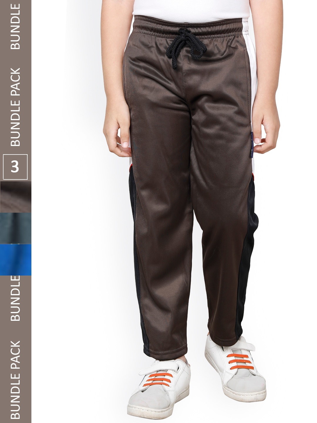 

IndiWeaves Boys Pack Of 3 Mid-Rise Track Pants, Blue