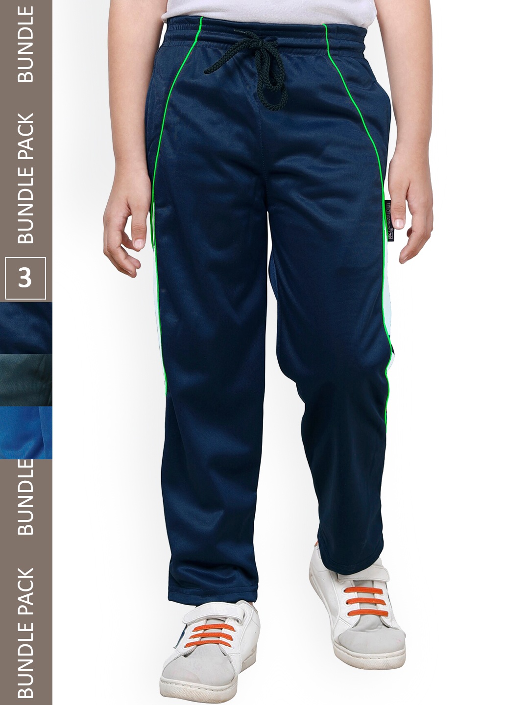 

IndiWeaves Boys Pack Of 3 Mid-Rise Track Pants, Navy blue