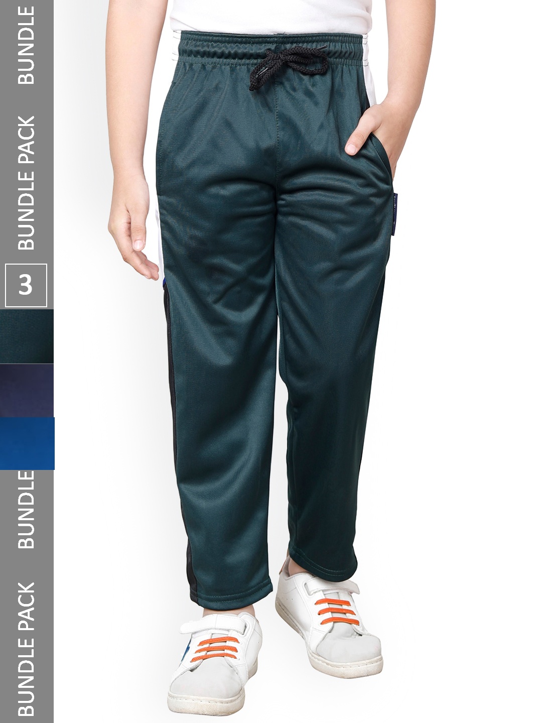 

IndiWeaves Boys Pack Of 3 Mid-Rise Track Pants, Navy blue