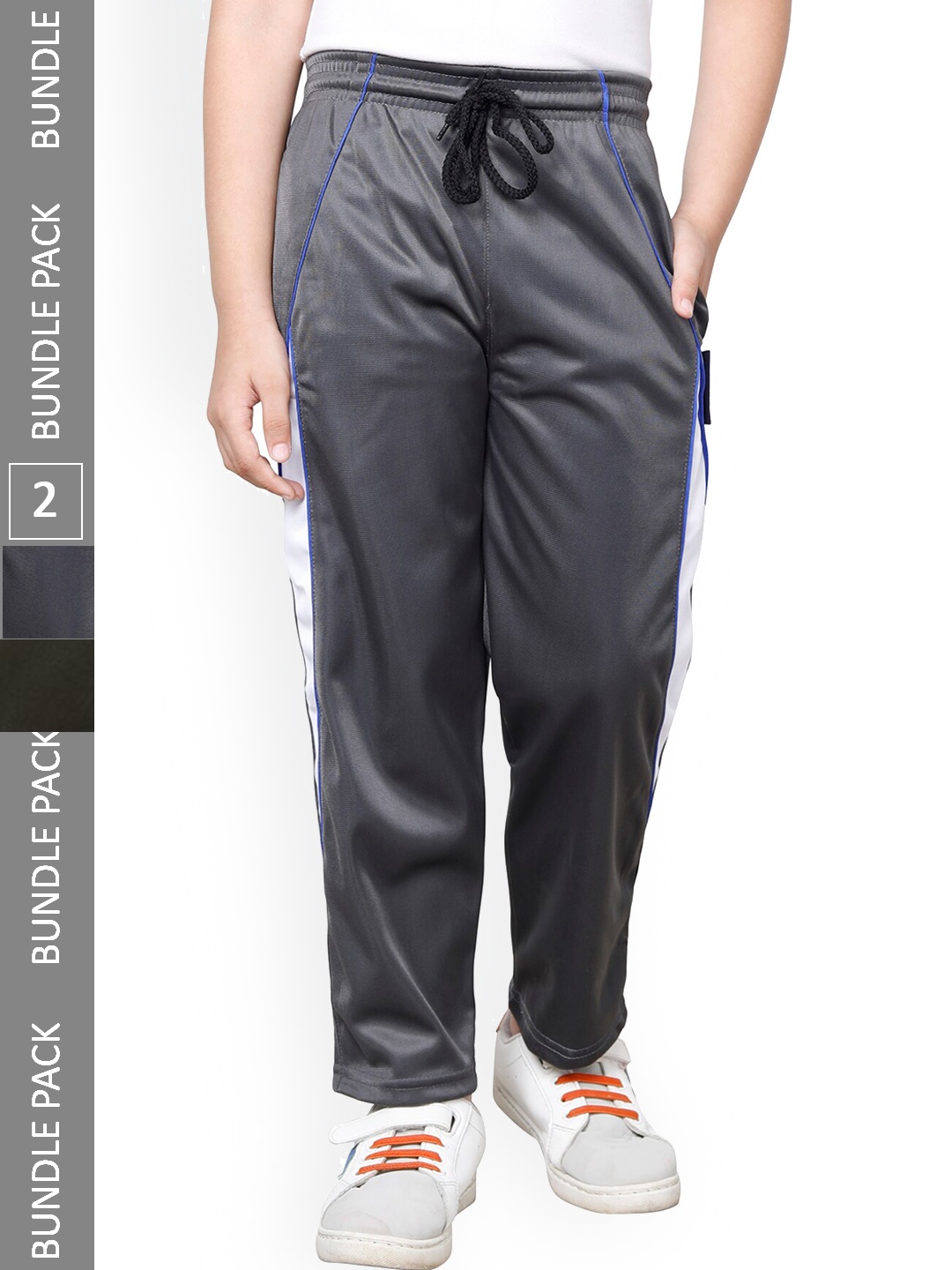 

IndiWeaves Boys Pack Of 2 Mid-Rise Track Pants, Grey