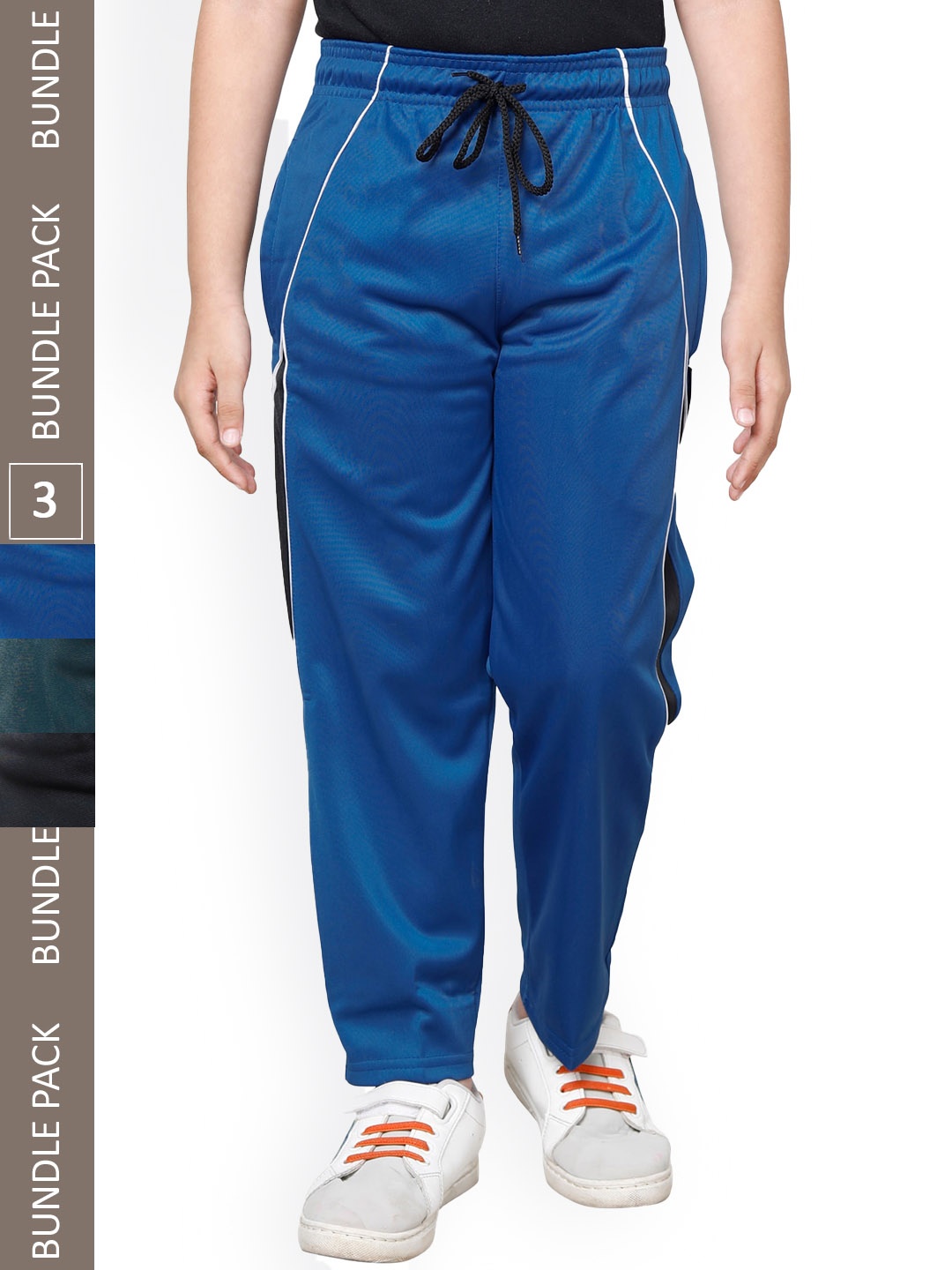 

IndiWeaves Boys Pack Of 3 Mid-Rise Track Pants, Blue