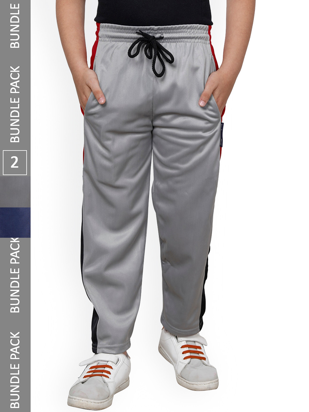 

IndiWeaves Boys Colourblocked Mid-Rise Regular Fit Lower Track pants (Pack Of 2), Navy blue