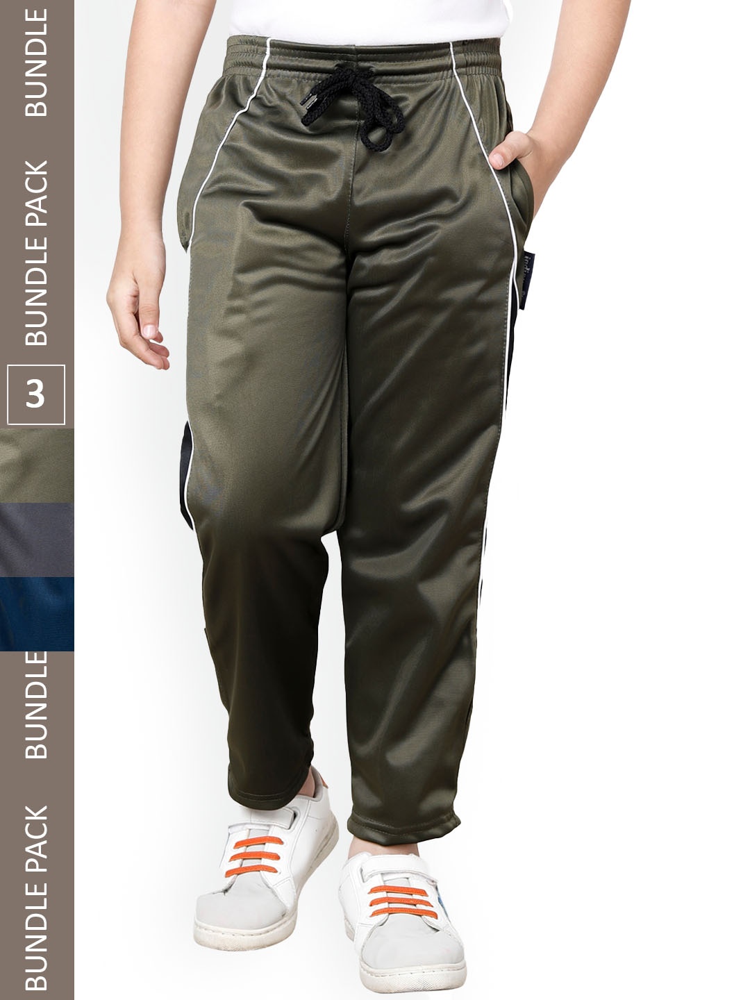 

IndiWeaves Boys Pack Of 3 Track Pants, Olive