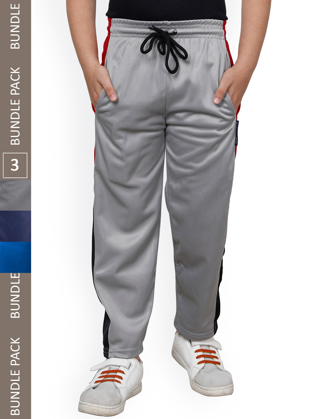 

IndiWeaves Boys Pack Of 3 Mid-Rise Track Pants, Grey