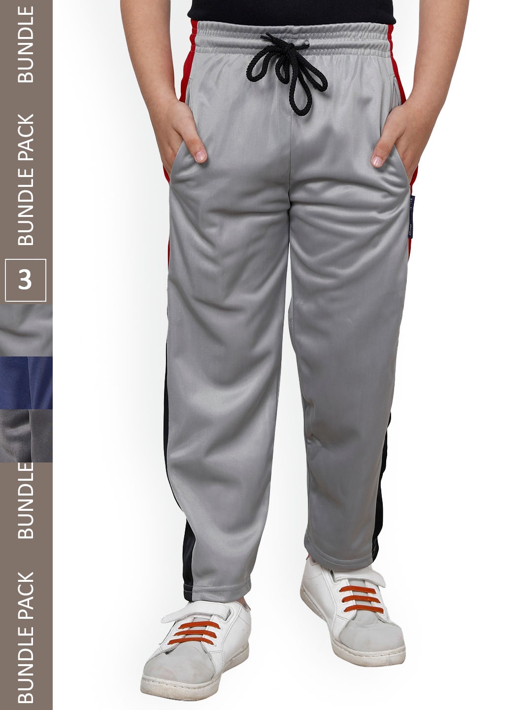 

IndiWeaves Boys Pack Of 3 Mid-Rise Track Pants, Grey