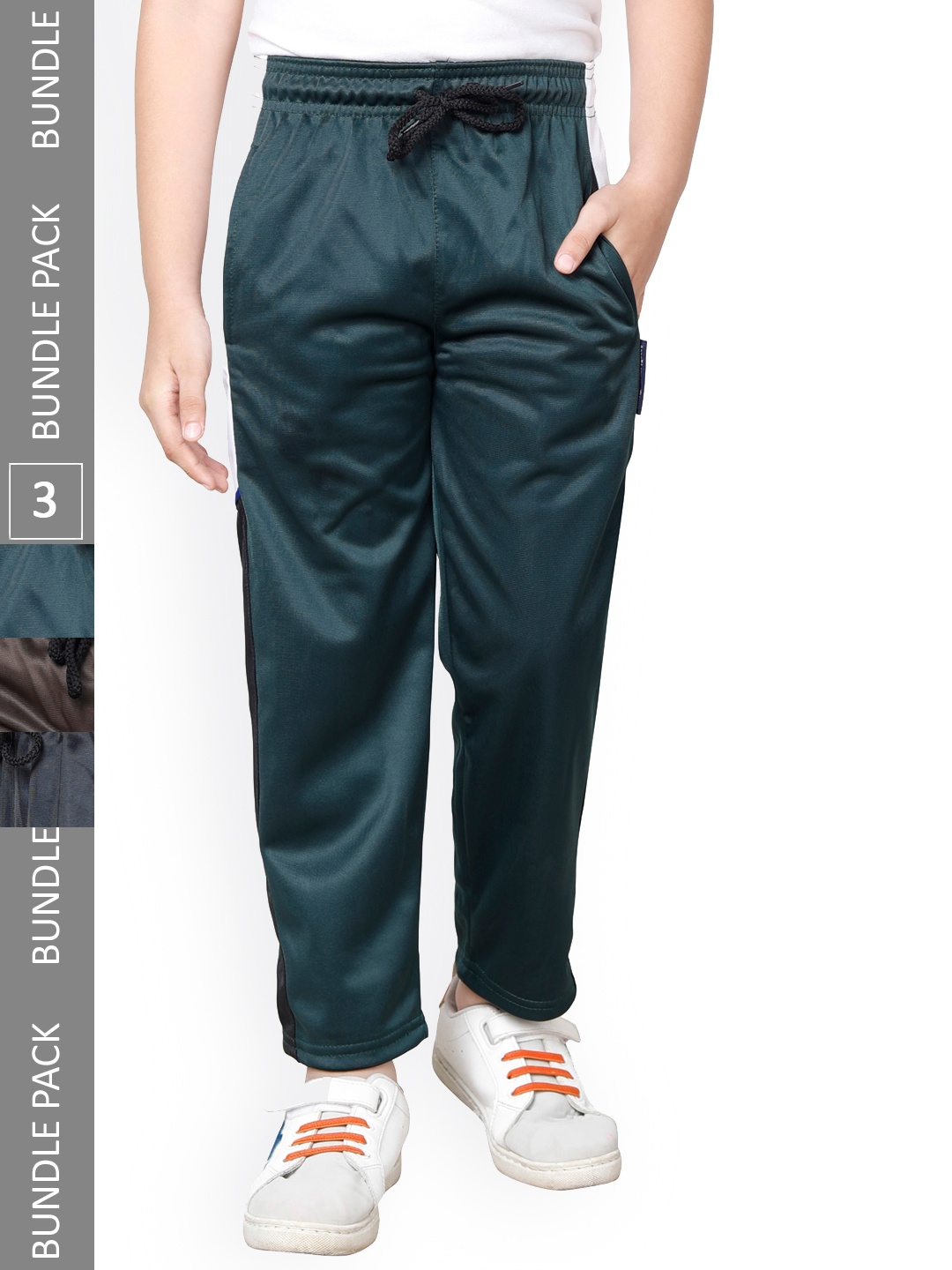

IndiWeaves Boys Pack Of 3 Mid-Rise Track Pants, Brown