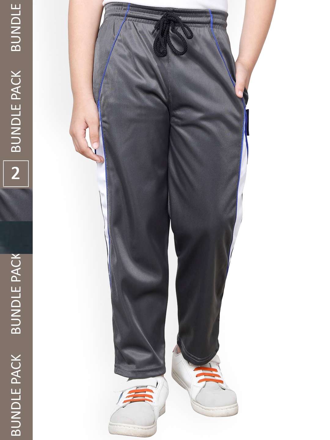 

IndiWeaves Boys Pack Of 2 Mid-Rise Track Pants, Grey