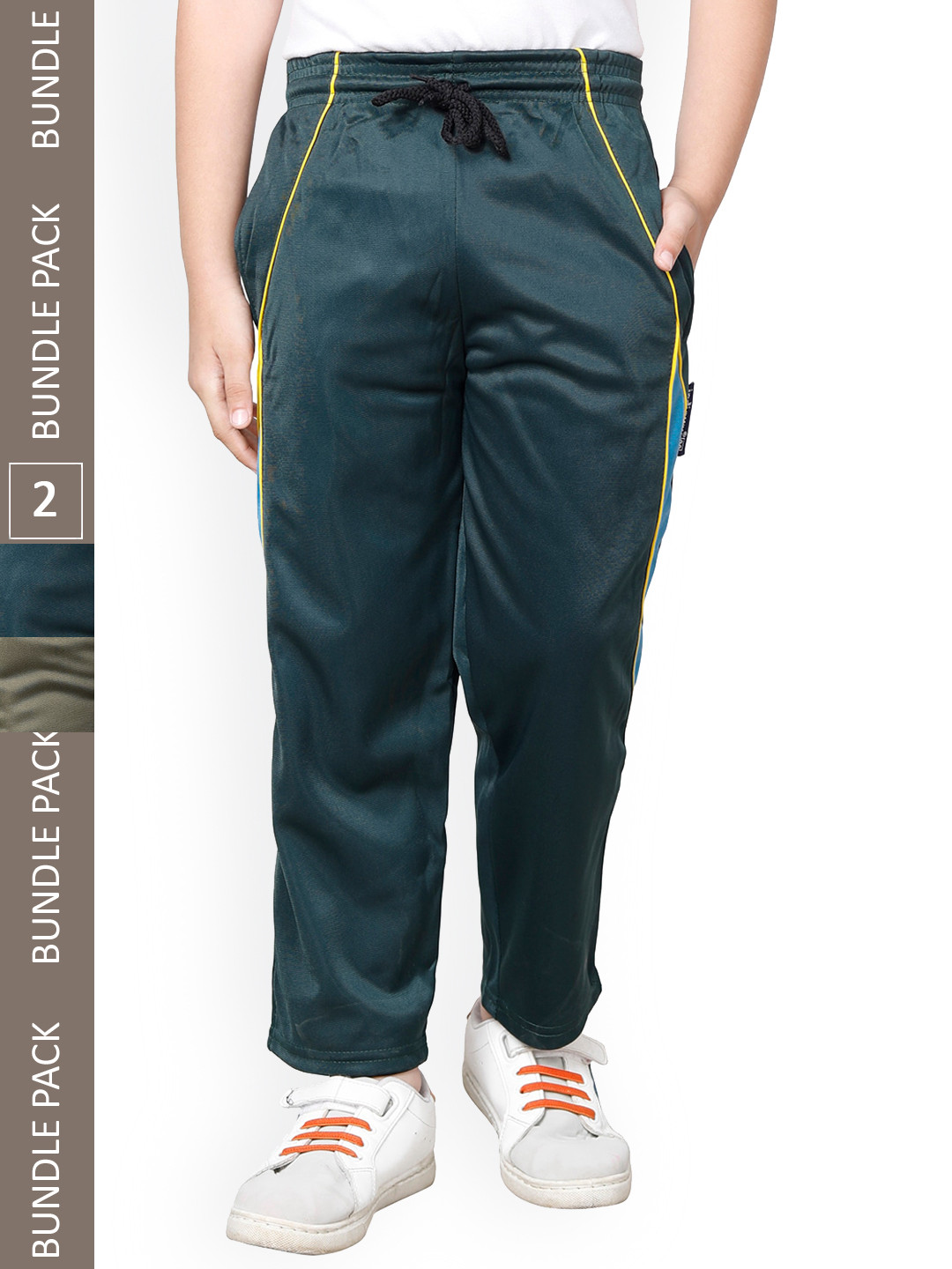 

IndiWeaves Boys Pack Of 2 Side Panel Detail Track Pants, Green