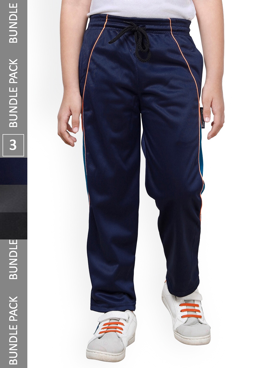 

IndiWeaves Boys Pack Of 3 Mid-Rise Regular Fit Track Pants, Navy blue