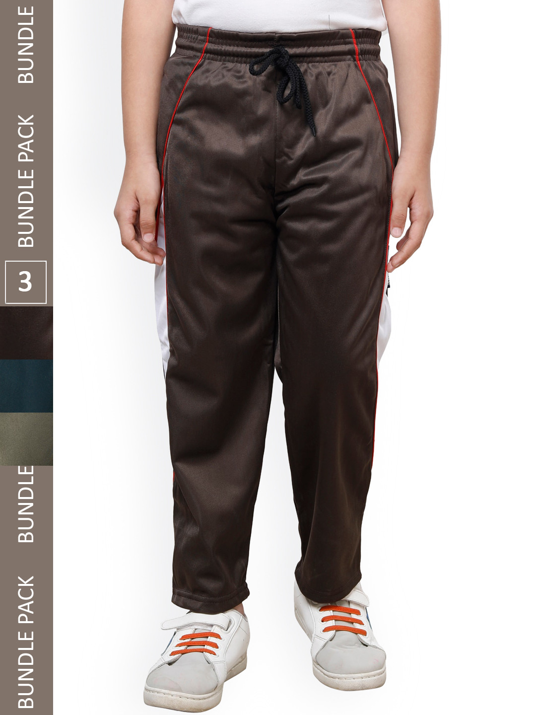 

IndiWeaves Boys Pack Of 3 Mid-Rise Track Pants, Brown