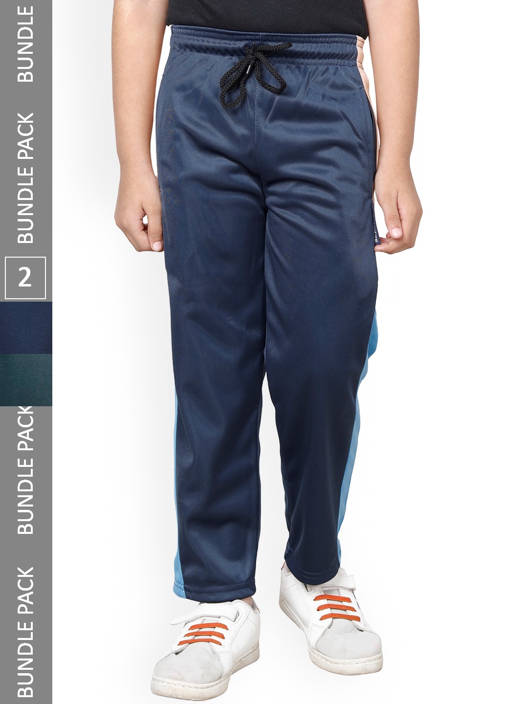 

IndiWeaves Boys Pack Of 2 Mid-Rise Track Pants, Navy blue