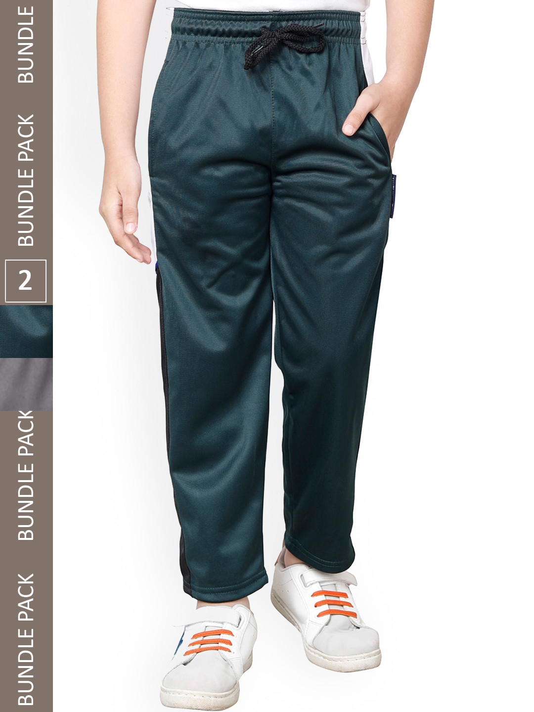 

IndiWeaves Boys Pack Of 2 Colourblocked Track Pants, Green