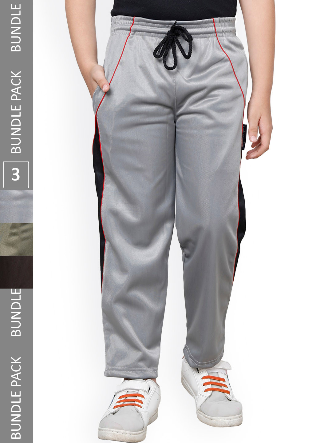 

IndiWeaves Boys Pack Of 3 Colourblocked Track Pants, Brown