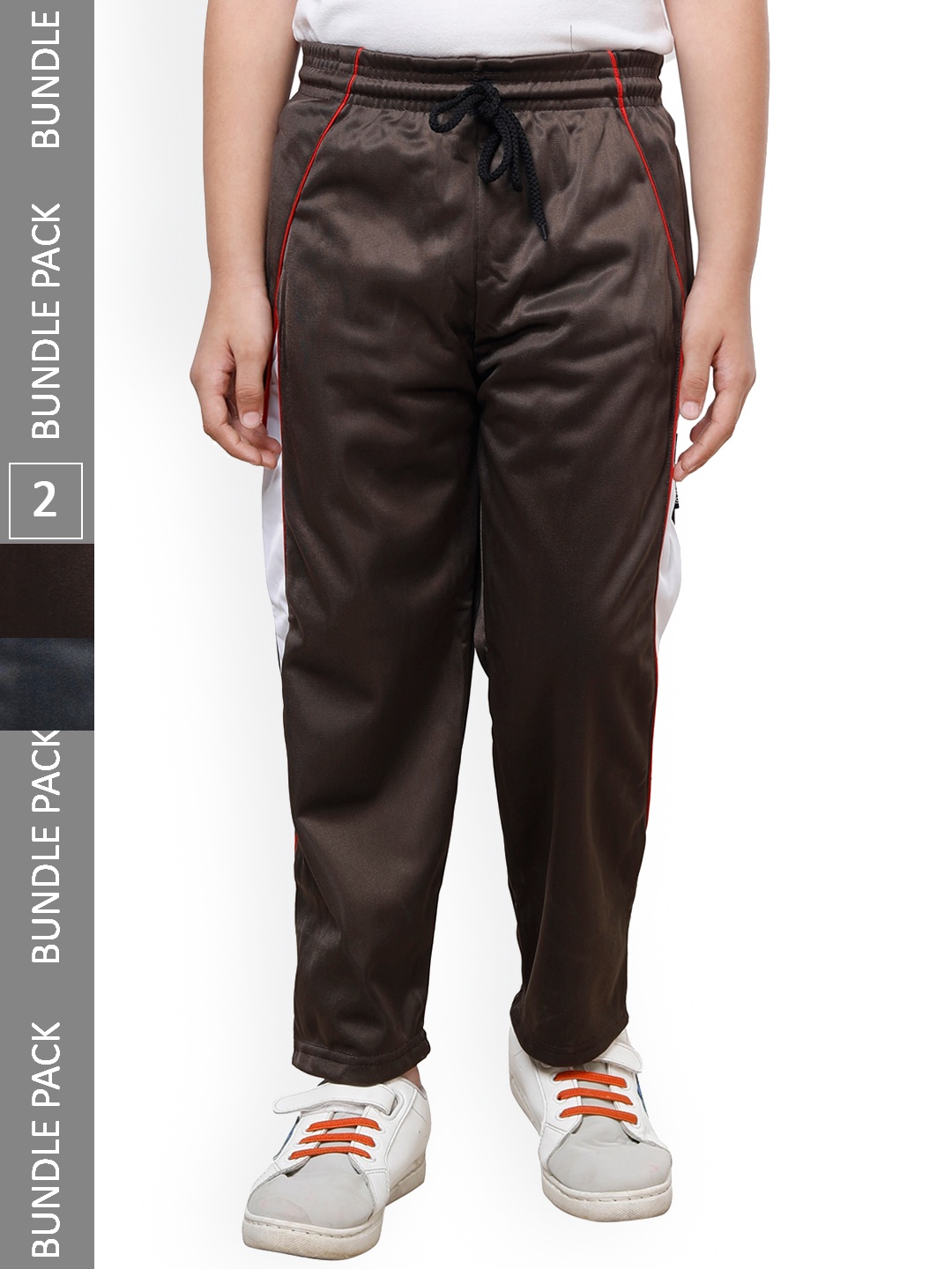 

IndiWeaves Boys Pack Of 2 Track Pants With Side Taping Details, Brown