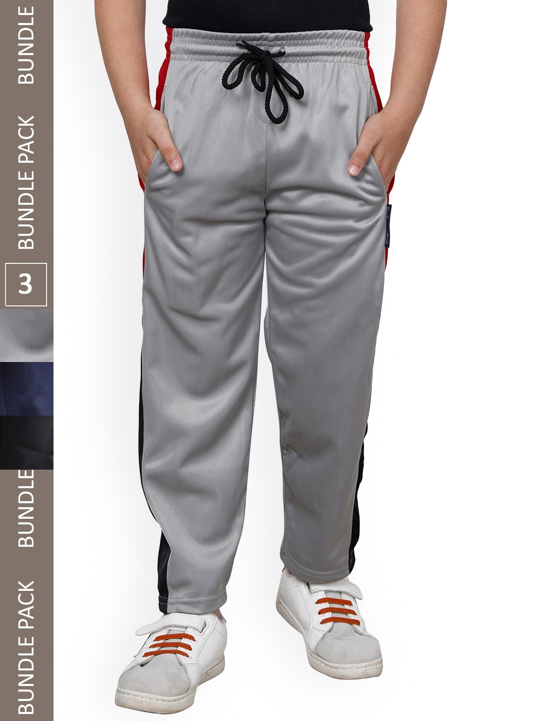 

IndiWeaves Boys Pack Of 3 Track Pants With Side Taping Details, Grey