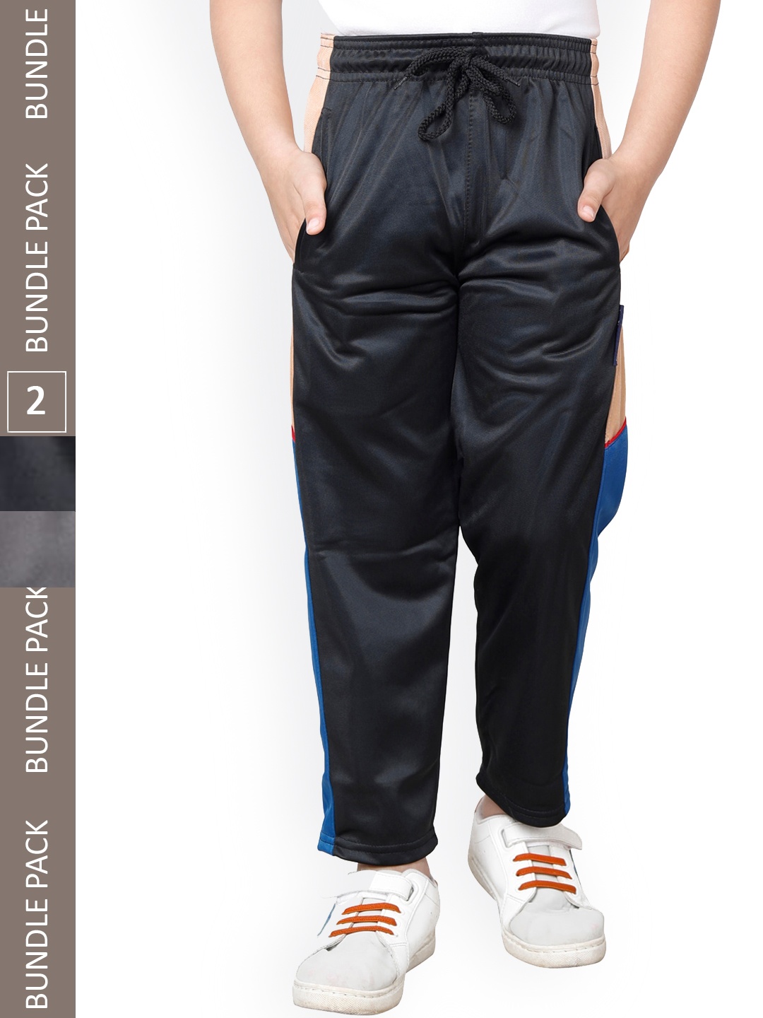 

IndiWeaves Boys Pack Of 2 Mid-Rise Track Pants, Grey